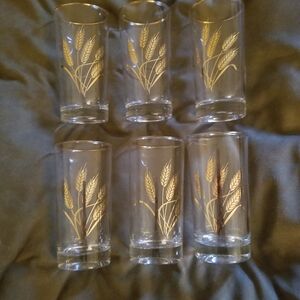 Wheat Design Clear Glass Set Of 6